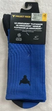Project Rock Playmaker Blue Socks, Under Armour Sz: 8.5- 13Men/ 10-14 Women-(A2)