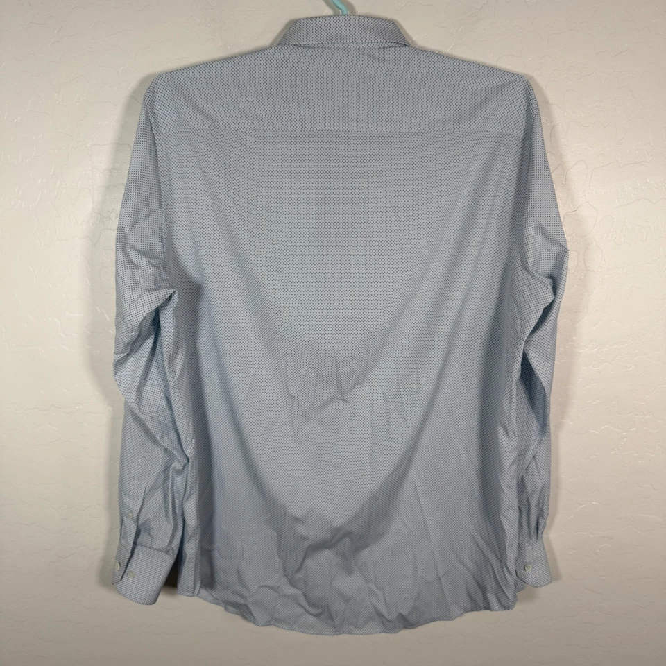 Bugatchi Shirt Mens XL Blue Button Up Shaped Fit Performance Stretch Polka Dot - Image 4 of 4