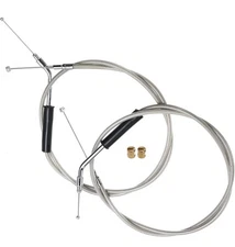 MoKitDora 38.4" Stainless Steel Braided Clear PVC Coated Throttle Idle Cable Set