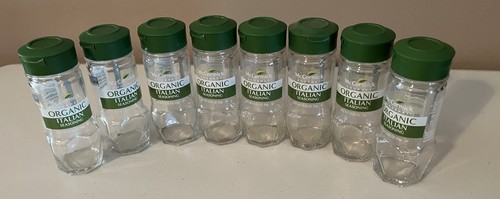 Mccormick Organic Italian glass spice jars green Lid Set Of 8