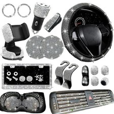 27-Piece Bling Car Accessories Set - Universal Fit, Premium Rhinestones