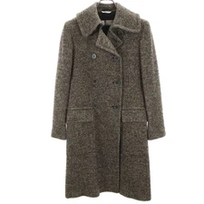 MAX MARA made in Italy Herringbone Double breasted Wool coat 36 Grege Women