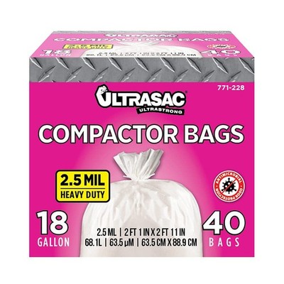 Trash Compactor Bags - (40 Pack with Ties) 18 Gallon for 15 inch Compactors -...