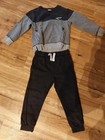 Jogginganzug - Set mit Pullover und Hose - Gr. 104 - C&A -grau/schwarz gestreift