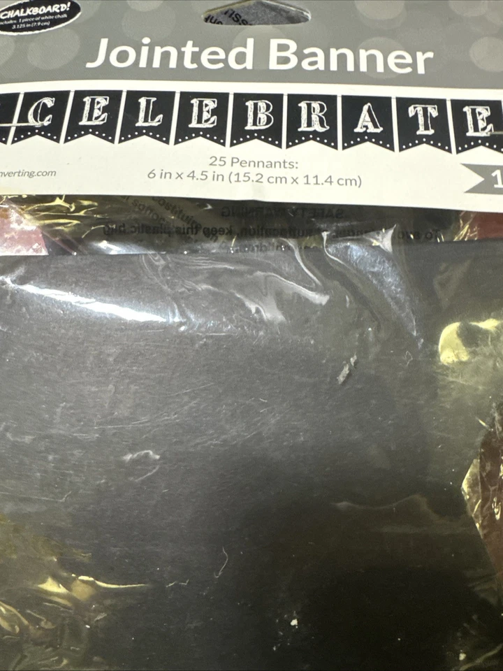 25 Pennants 6” x 4.5” Chalkboard Jointed  banner All Occasion Party Supply - Image 2 of 4