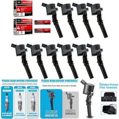 10 Pack Ignition Coils DG508 Spark Plugs SP479 Ford E350 F250 6.8L V10