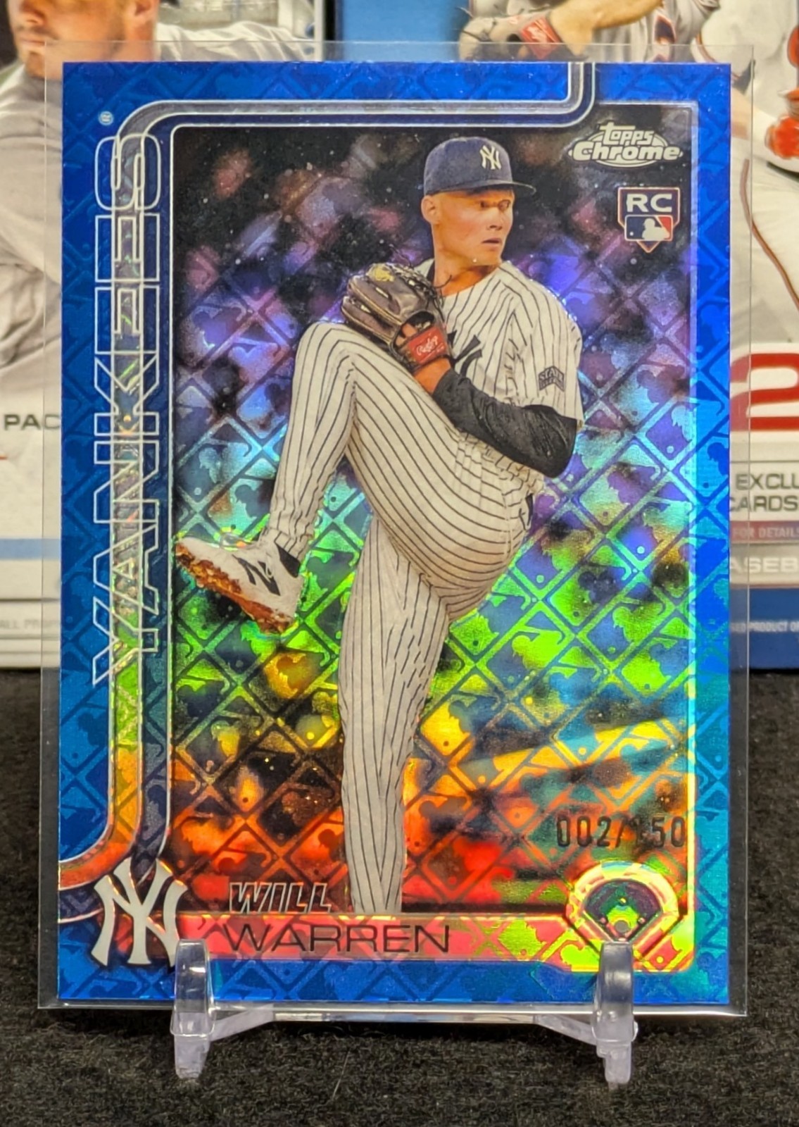 2025 Topps Chrome Will Warren Logofractor Blue Refractor /150 Rookie Parallel 81