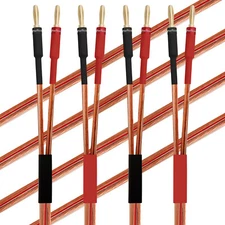 Pair 5N OFC Speaker Cable Silver Plated Single Wire Loudspeaker Cord Banana Plug