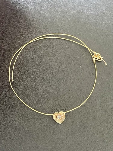 Collar de oro amarillo de 14 quilates con corazón de diamantes de 0,25 quilates cadena de 15,5" (FL24) - Imagen 2 de 7