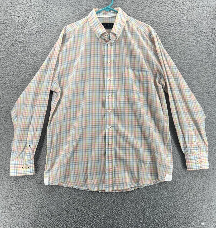 MINE Mens Dress Shirt Long Sleeve Button Down Tartan Plaid Size Large Cotton - Image 2 of 4