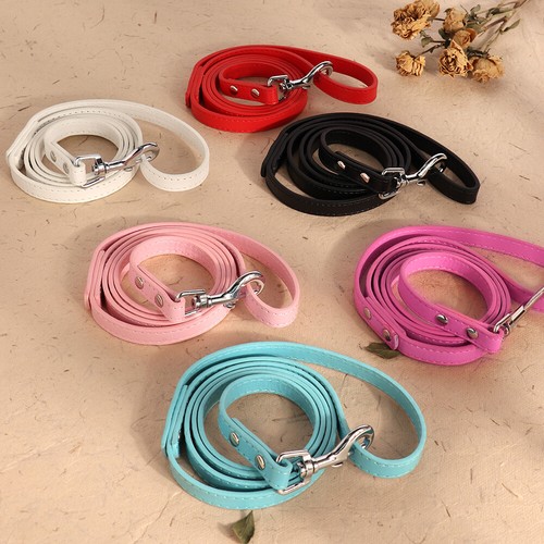 Soft PU Leather Dog Leash Lead Rope with Handle for Walking 4ft 120cm Pink Red - Picture 12 of 24