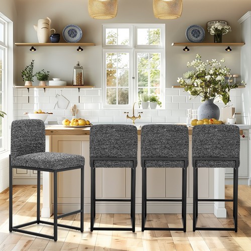 24" Counter Height Bar Stools Set of 2, Modern Chenille BarStools for Kitchen - Picture 9 of 9