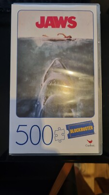 JAWS MOVIE BLOCKBUSTER 500 TEILE PUZZLE RETRO VHS TONBANDHALTER FILMPUZZLE