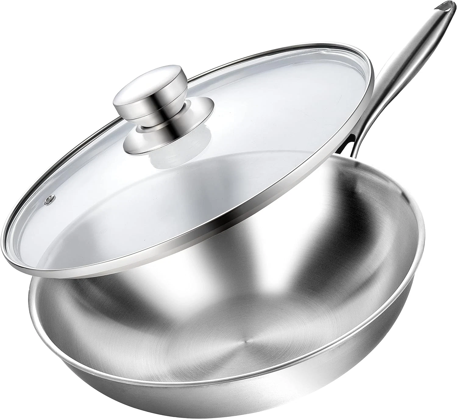 Tri-Ply 13 Inch Stainless Steel Wok Pan with Lid, Stir-Frying Pan,Induction Wok,
Opens in a new wind