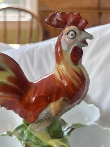 ANTIGUO SOPORTE PARA HUEVOS Victoria Austria Karlsbad Porcelana Servidor con Gallo~RARO~ - Imagen 8 de 23