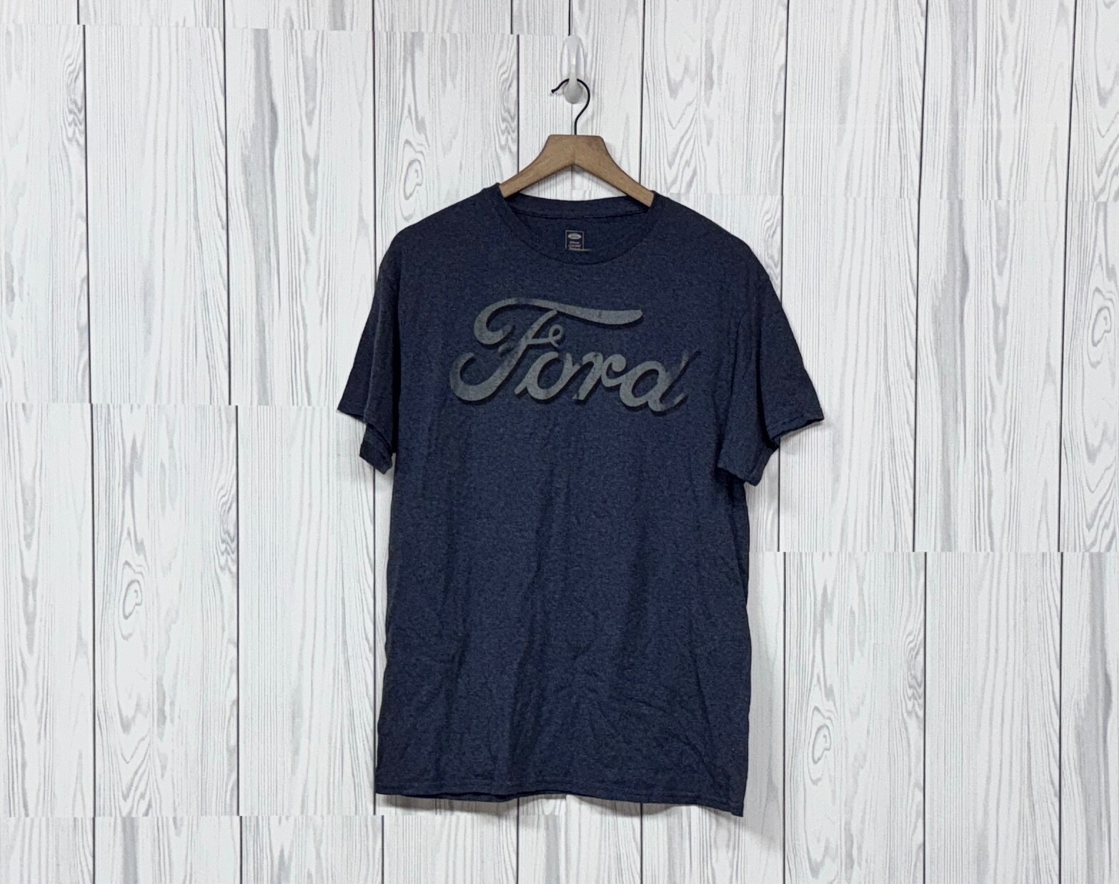 Ford t shirt mens size small short sleeve crew neck logo spell out blue slim