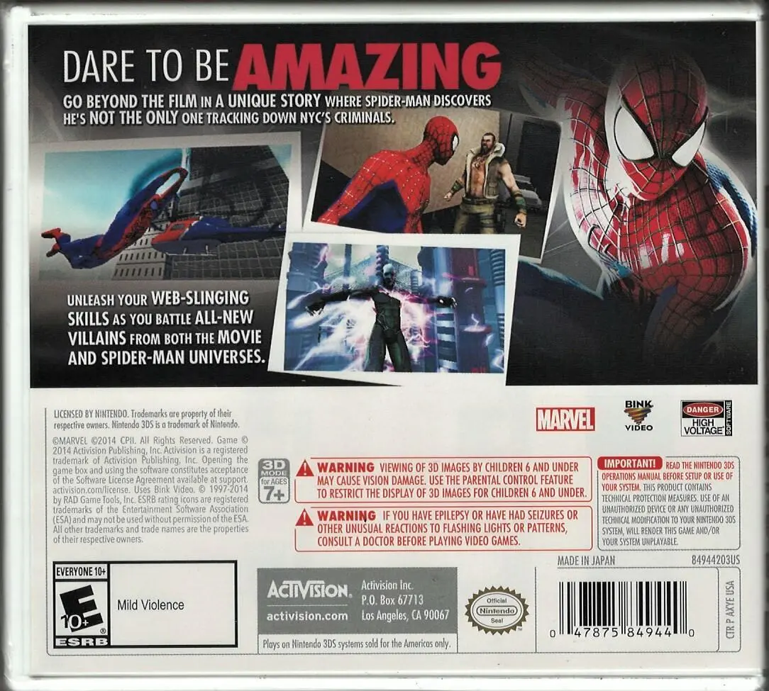 Amazing Spider-Man 2 3DS (Brand New Factory Sealed US Version) Nintendo  3DS, Nin