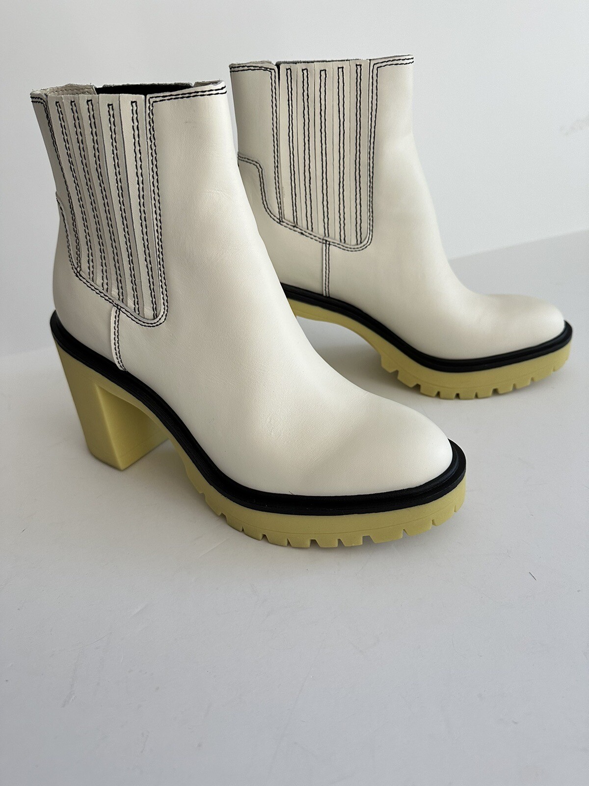 SAOLA NUOVI stivaletti Dolce Vita Caster 8 5 H2O impermeabili in pelle bianca suola a strappo