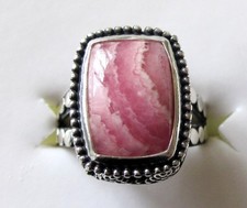 Rhodochrosite Ring / size 7 / 925 Sterling Silver, 7.41 cts, 8.5 grams
