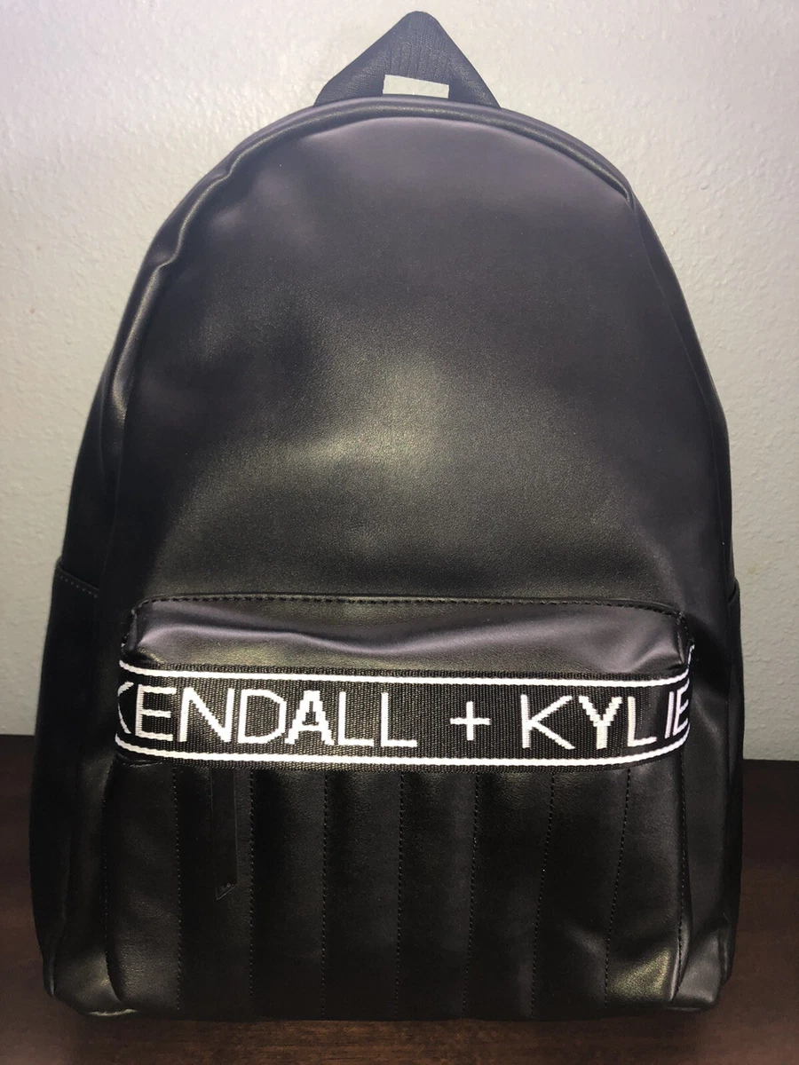 Kendall + Kylie Large Black Vegan Faux Leather Backpack Bag 15.5\