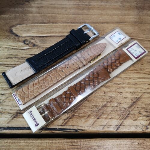 3 Vintage Watch Straps - One Branded Mido, 2 Downing inc Wild Boar (AL24)