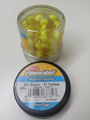 Berkley Eier Power Bait Eggs Magnum Floating Clear Silver Fluo Yellow Kunstköder