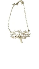 Silver Tone Matte Finish Tree Of Life Necklace 18"