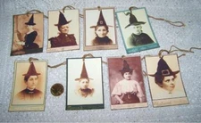 8~Halloween~Witch~Primitive~Wicca~Samhain~Photo~Linen Cardstock~Gift~Hang~Tags