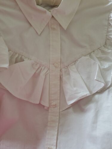 White Ruffle Style Blouse Shirt Size Approx Uk 12 100% Cotton NEW/TAGS - Picture 9 of 9