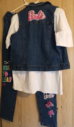 New Girls Barbie XXL Jean Vest XXL Jeans and L Shirt - Picture 3 of 4