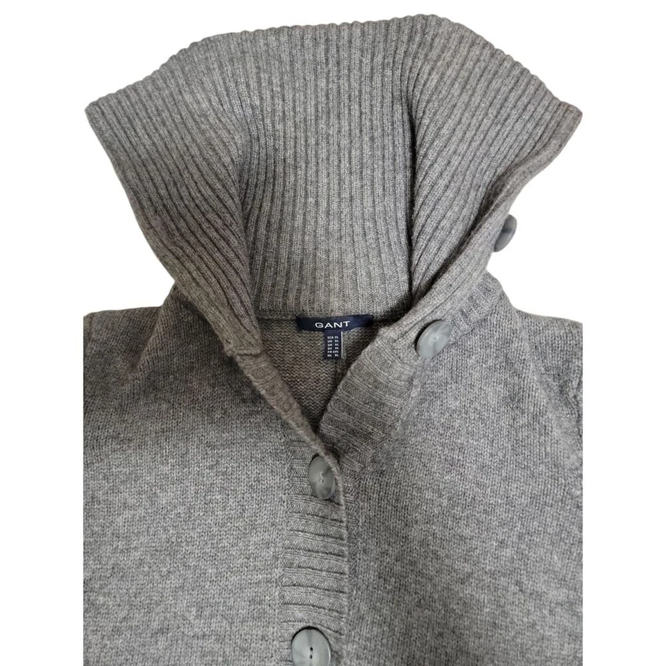 GANT Gray Lambswool Polyamide Cashmere Blend Button Up Shawl Collar Cardigan Wom - Image 2 of 4