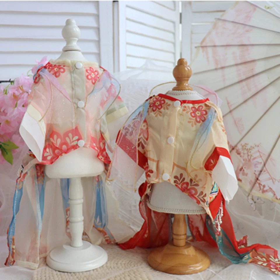 Perro Mascota Gato Vestido Hanfu Ropa Antigua Cuentas Fiesta Princesa Asiática Cumpleaños Diversión Foto 4 de 4