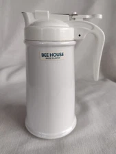 Vintage Bee House Japan Porcelain w/ Plastic Lid Honey or Syrup Pitcher