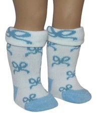 Blue Ribbon Fold-Over Knee-High Socks fit 18" American Girl Size Doll