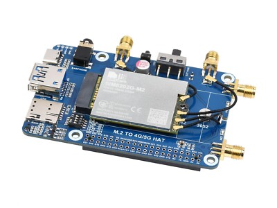 Waveshare SIM8262E-M2 HAT for Raspberry Pi Quad antennas 5G NSA Multi-Band 5G/4G