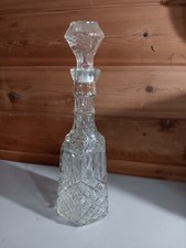 Vintage Clear Cut Glass Decanter W/Stopper Di...