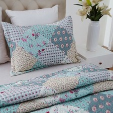 Plaid Patchwork Quilt Set Soft Cosy Queen King All Season Bedspread W/2 Shams
