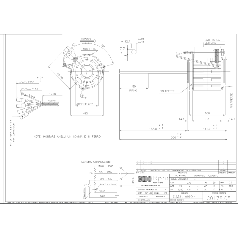FAN COIL MONO SHAFT MOTOR 1 FAN SHAFT RPM 3 SPEEDS GALLETTI eBay