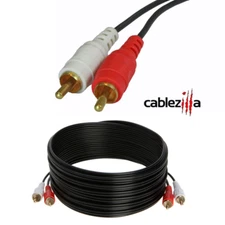 RCA Stereo Cable 2 Male To 2 Male Composite Audio Sound AV Dual Cord Red White