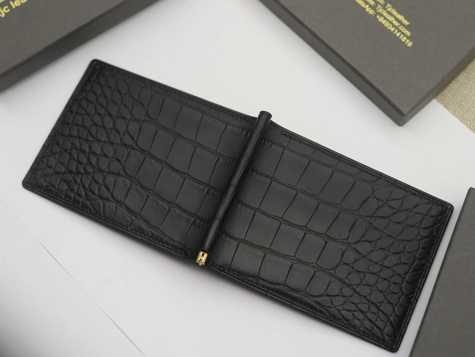 Handmade Alligator Skin Wallet - Alligator Skin Money Clip - Image 2 of 4