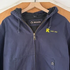 Dri Duck Jacket Mens Medium Navy Blue Full Zip Hooded Lined Bomber Carhartt VTG