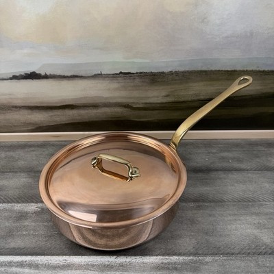 Williams Sonoma Mauviel M'250B Copper Saute Pan W/Lid 3-qt. Scuffed Tarnish Read