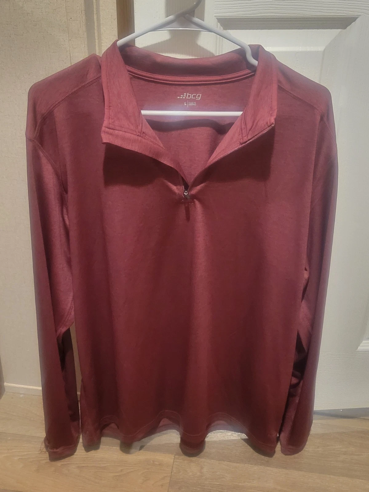 Men’s bcg Turbo Long sleeved 1/4 Zip Windsor Wine Pullover Shirt NWT