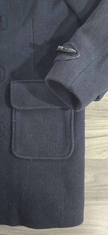 复古 L. L. Bean 羊毛 Toggle 连帽海军蓝外套女式小号娇小 — 第 4/4 张图片