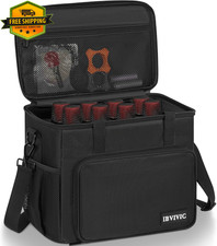 8 Slots Wireless Microphone Case with Foam, 1680D Heavy Duty Oxford Fabric Micro