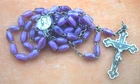 circa 1920 Rosary grains glass paste color lilac and silver