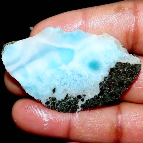 114.55Cts. 100% Natural Sky Blue LARIMAR ROUGH Cabochon Gemstone 37x61x6mm BC-66 - Picture 2 of 8