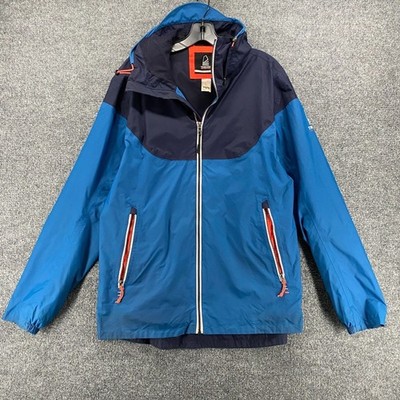 Tribord Jacket Mens Large Blue Colorblock Full Zip Hoodie Outdoor Hiking Rain