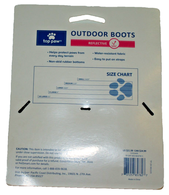 Top Paw Red Reflective Protective Dog Outdoor Rain/snow BOOTS Sz