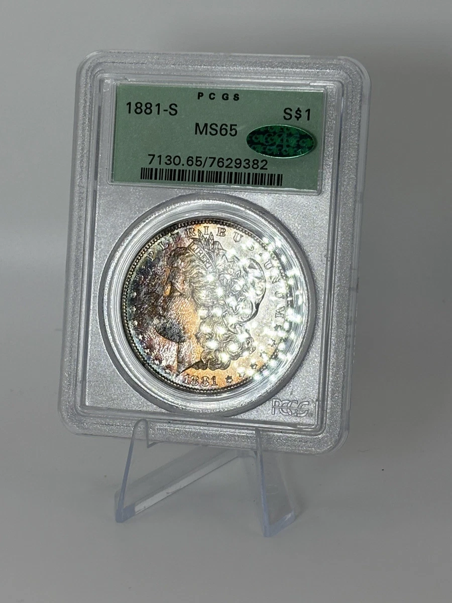 PCGS & CAC Certified MS 65 Graded 1881 Year Morgan US Dollars